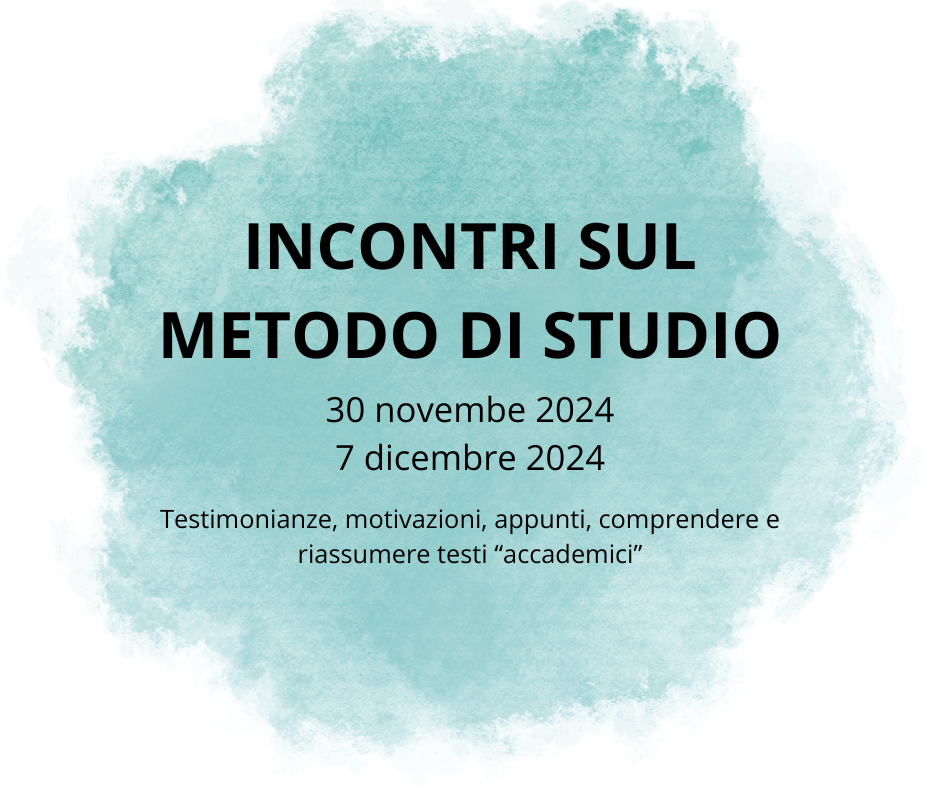 INCONTRI SUL METODO DI STUDIO: 30 novembre e 7 dicembre 2024